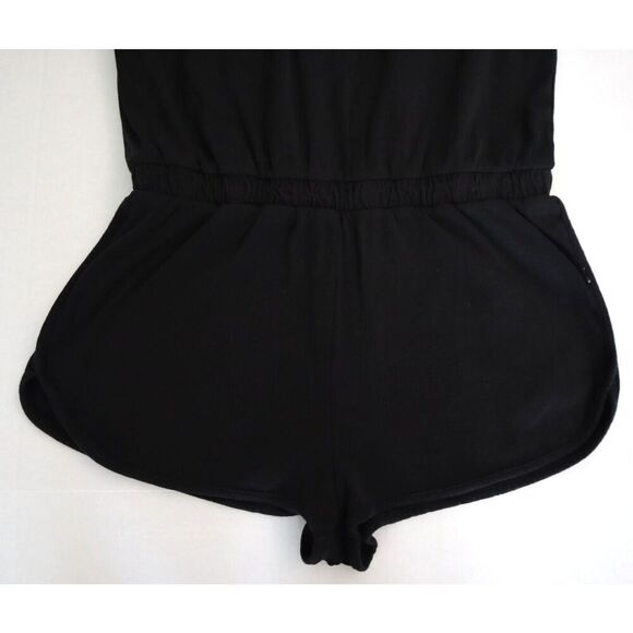 Free People Beach OB1999009 Women's Sz Medium Black Cotton S/S Romper - Picture 6 of 8